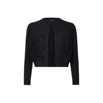 LOUIS VUITTON Floral Lace Accent Cardigan