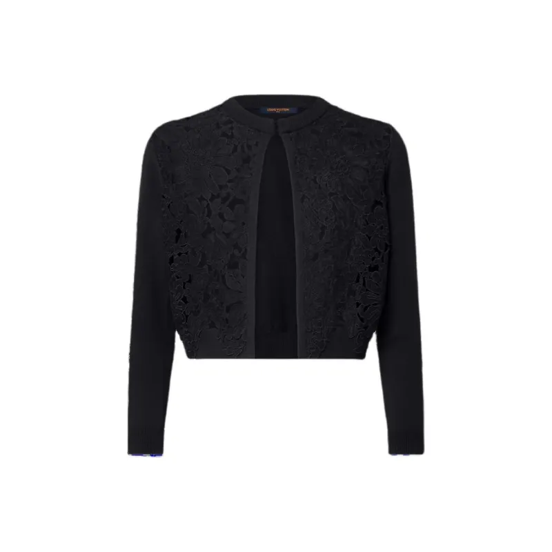 LOUIS VUITTON Floral Lace Accent Cardigan-0