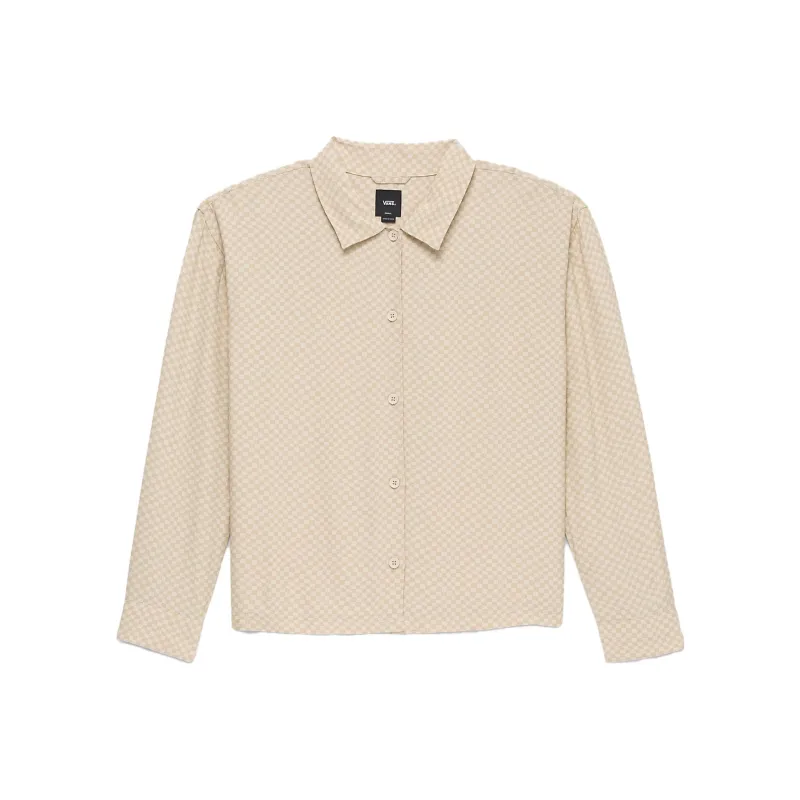 Vans Morgan Long Sleeve Relaxed Top Shirt Women's Beige-0