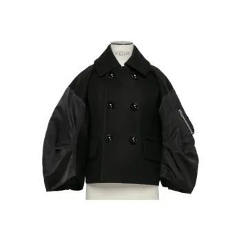 Sacai Wool Melton Nylon Twill Jacket 'Black'
