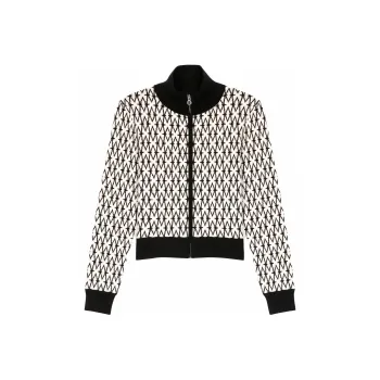 Maje Intarsia knit Monogram Cardigan
