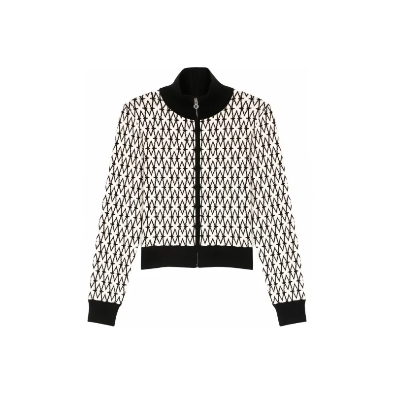 Maje Intarsia-knit Monogram Cardigan-0