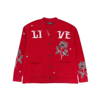 AMIRI Cashmere Blend Cardigan Sweater 'Red'