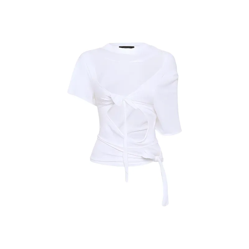 DSQUARED 2 Asymmetric Knotted T shirt-0