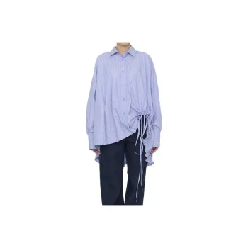 The Attico Striped Drawstring Hem Asymmetric Shirt