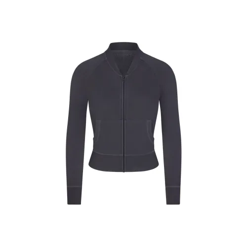SKIMS MODAL FRENCH TERRY SHRUNKEN ZIP UP Jackets Coats Women's ASH/Ash Gray