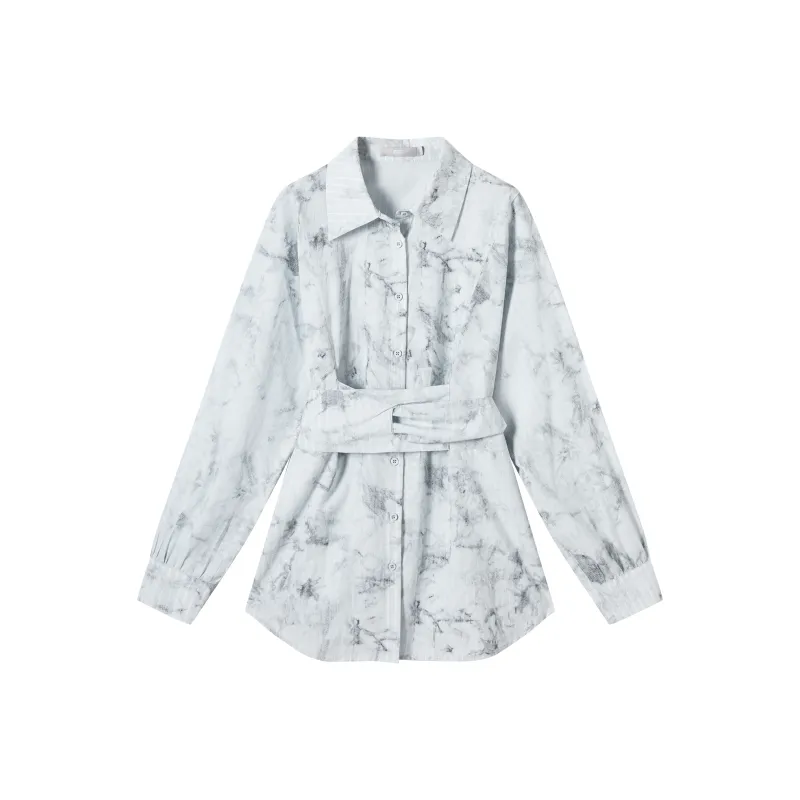 DIALOGUE Shirt Women's Tie Dye Light Blue-0