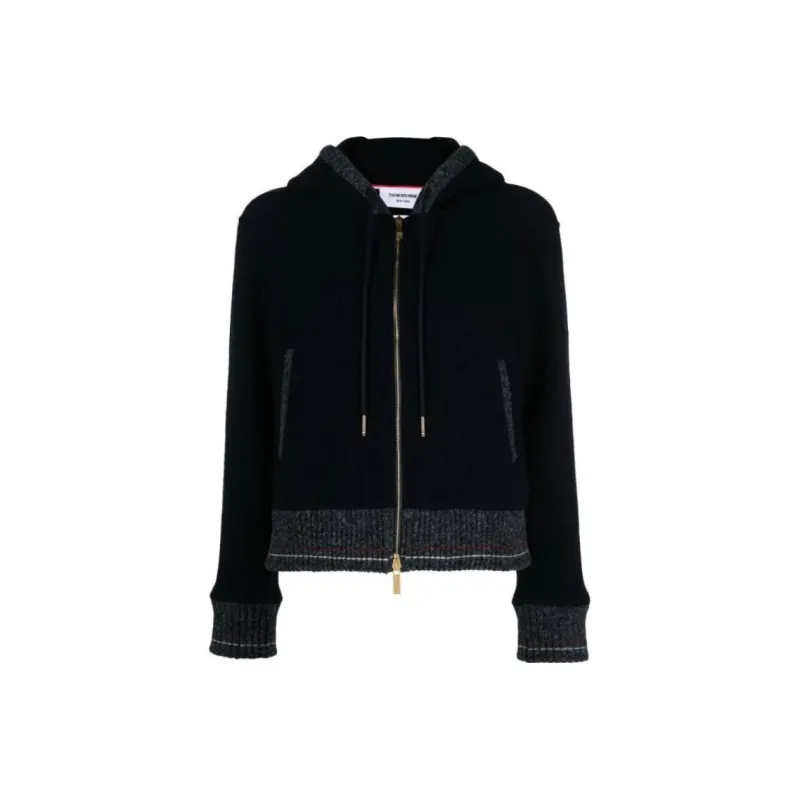 THOM BROWNE Fleece Drawstring Zipped Cardigan-0