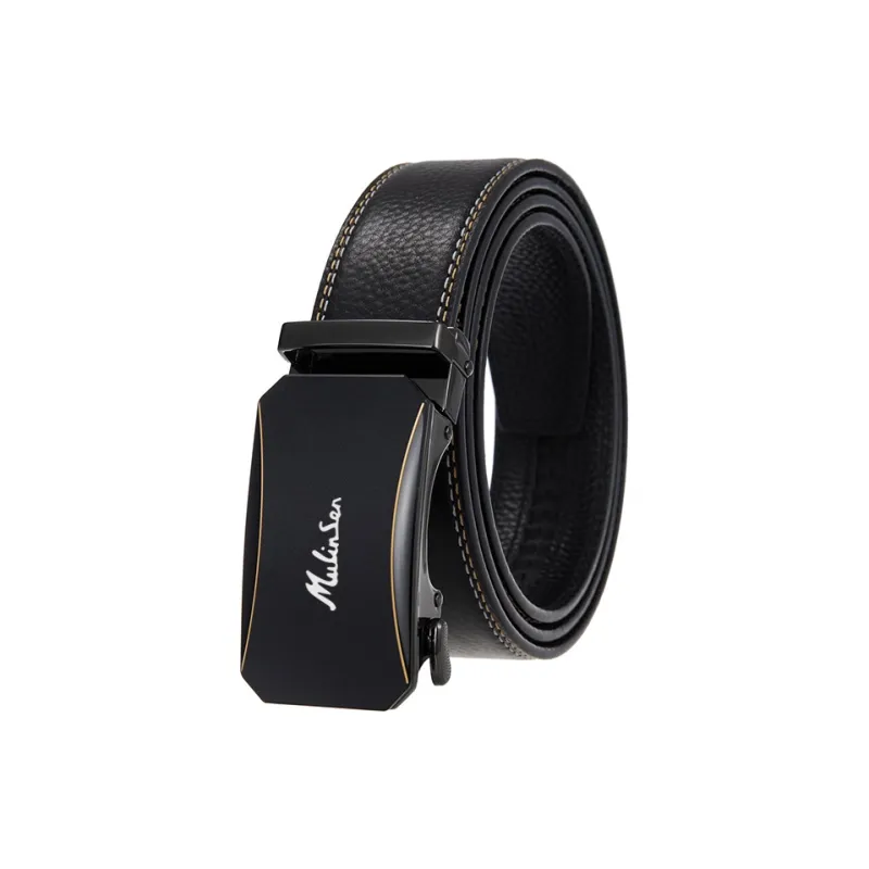 Mulinsen Top Grain Cow Leather Belts Men's Width 3.5CM-0