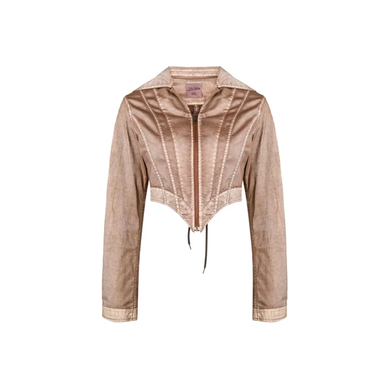 Jean Paul Gaultier Cropped Corset style Denim Jacket-0
