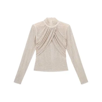Self portrait Regular T Shirt Women's Light Beige Apricot