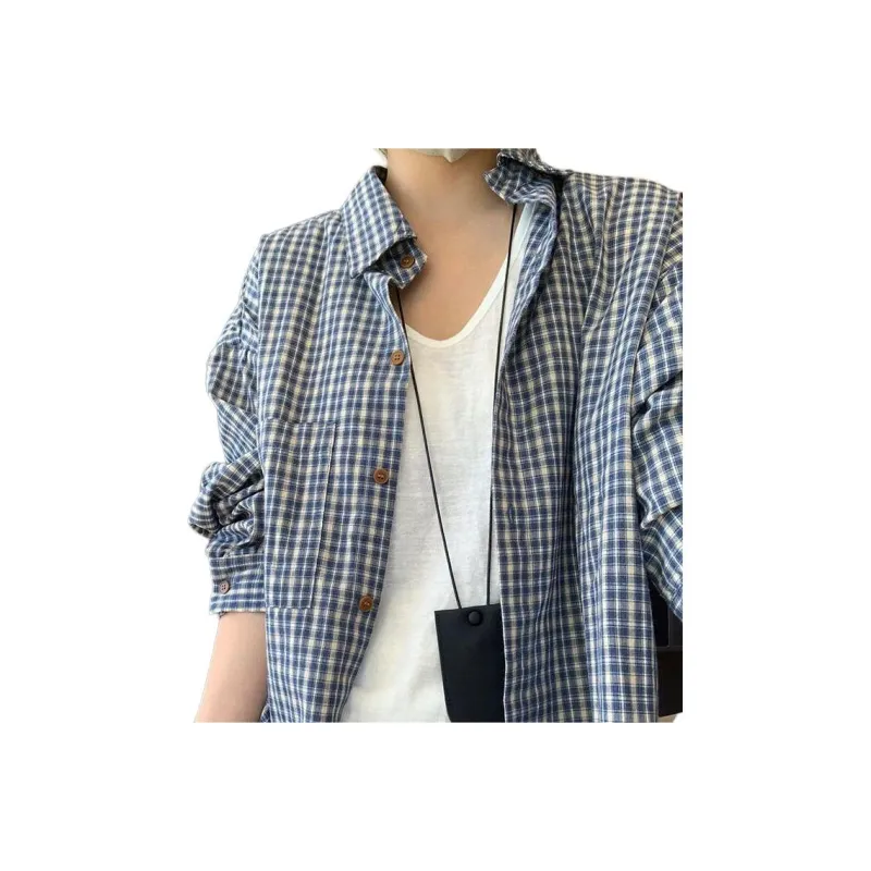 PAIN OR PLEASURE Plaid Shirt Outerwear Women's Blue Plaid-0