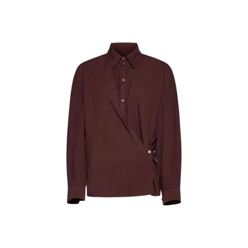Lemaire Straight Collar Twisted Shirt 'Cocoa Bean'-0