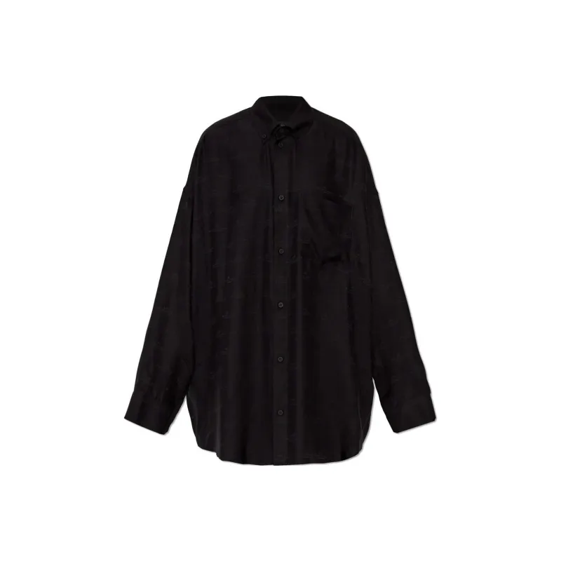 Balenciaga Allover Logo Oversized Shirt-0