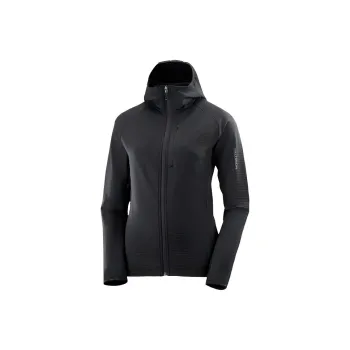 SALOMON ESSENTIAL LIGHTWARM Midlayer Jacket Hoodie Jackets Coats Women's Pitch Black
