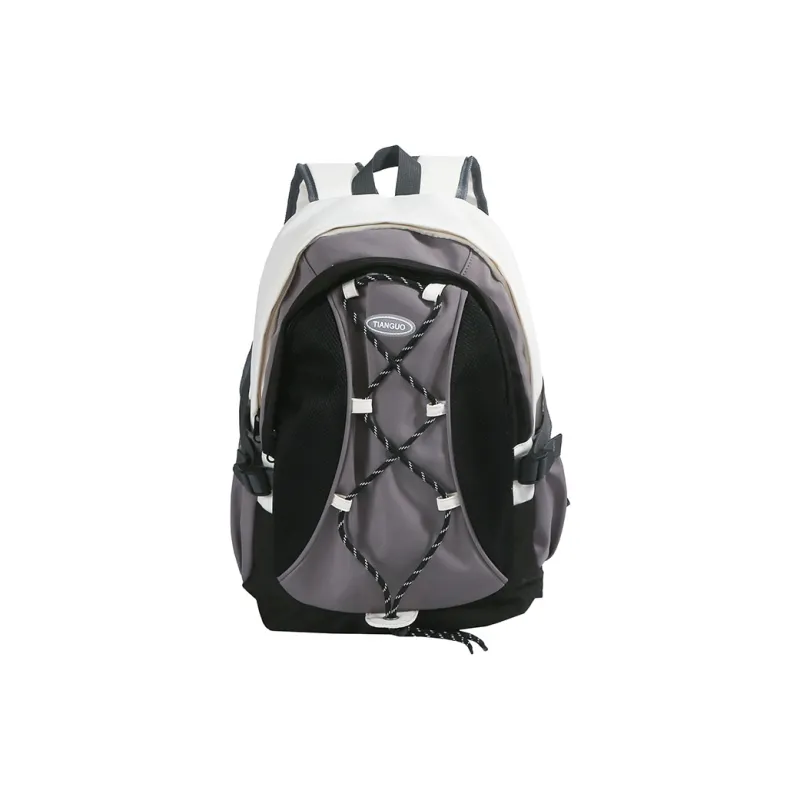 WICKBUEN Nylon Fabric Backpack Travel Bag Unisex White/Black/Purple-7