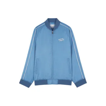 Maison Kitsune Teddy Logo Embroidered Satin Bomber Jacket