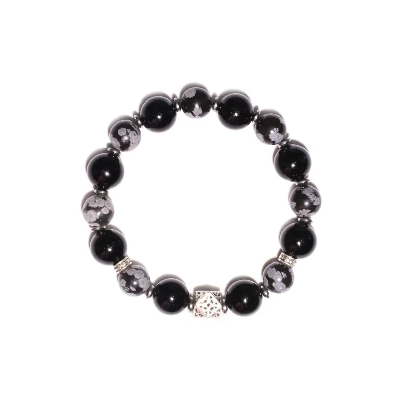 DRAGON LI Snowflake Obsidian Bracelets Unisex-2