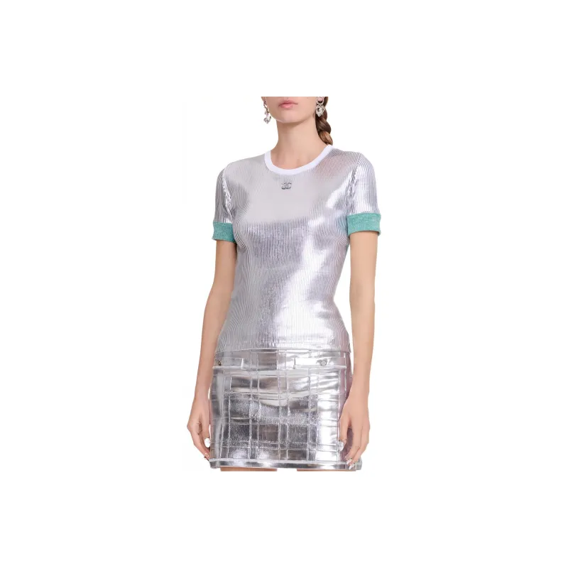 CHANEL Regular T Shirt Women's Silver-0