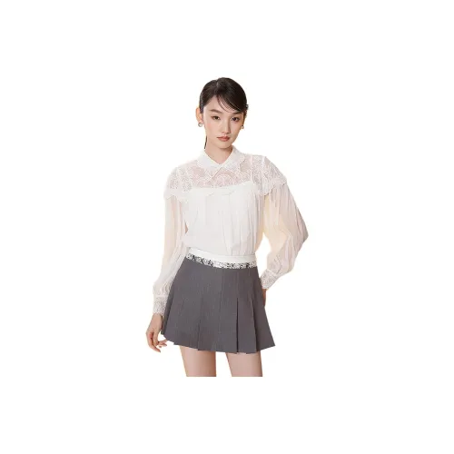 Caroline 화이트 여성 쉬폰 셔츠