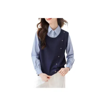 Korean Style Shirt Women's Navy Blue