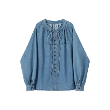 ABBY GODDESS Spring And Fall Season Shirt Women's Blue