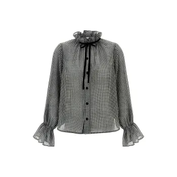 GANNI Checkered Pattern Button Up Shirt