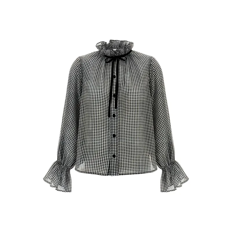 GANNI Checkered Pattern Button Up Shirt-0