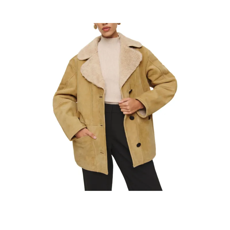 REFORMATION Veda Luca Suede Jacket Jackets Coats Women's Cheese Yellow-0
