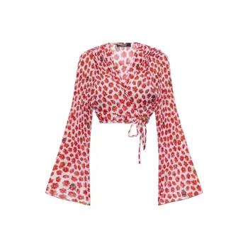 VERSACE Cropped Pleated Beach Shirt