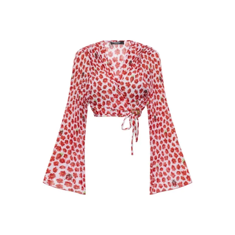 VERSACE Cropped Pleated Beach Shirt-0