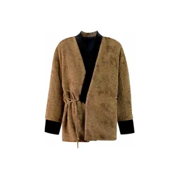 XINGHEHANGE Fall Winter New Chinese Style Top Coat Jacket Women's Yellow Green