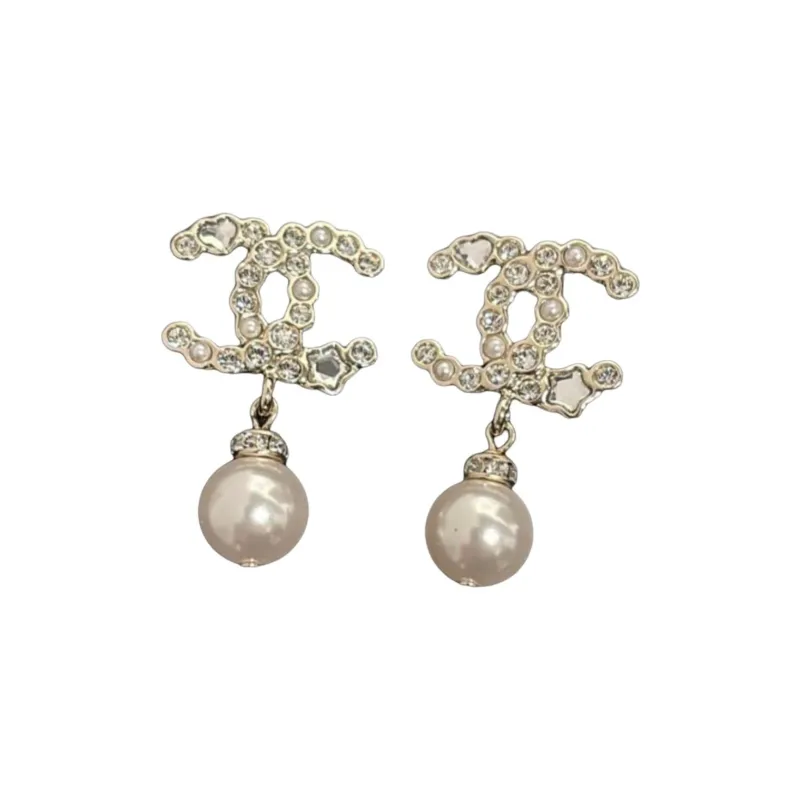 CHANEL Pearl Earrings Women's Silver-0