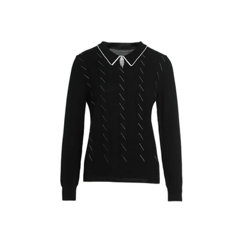 QIAOWANNI Knitwear Women's Ink Black-0