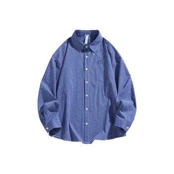 Warrior Huichao Riding The Wind Collection Shirt Unisex Blue White Plaid
