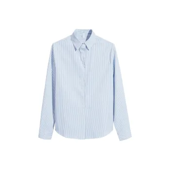 Lucybaily Shirt Women's Blue White Stripes