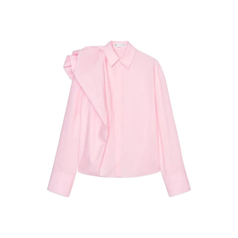 ZARA ZW Series Shirt Women's Light Pink Red-0