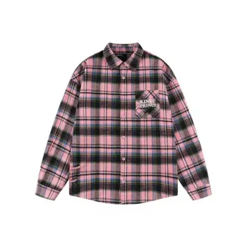 KING PRINCE Shirt Fashionable Design, Street Style Sweet And Spicy, Autumn Outing Women's Black Pink Plaid