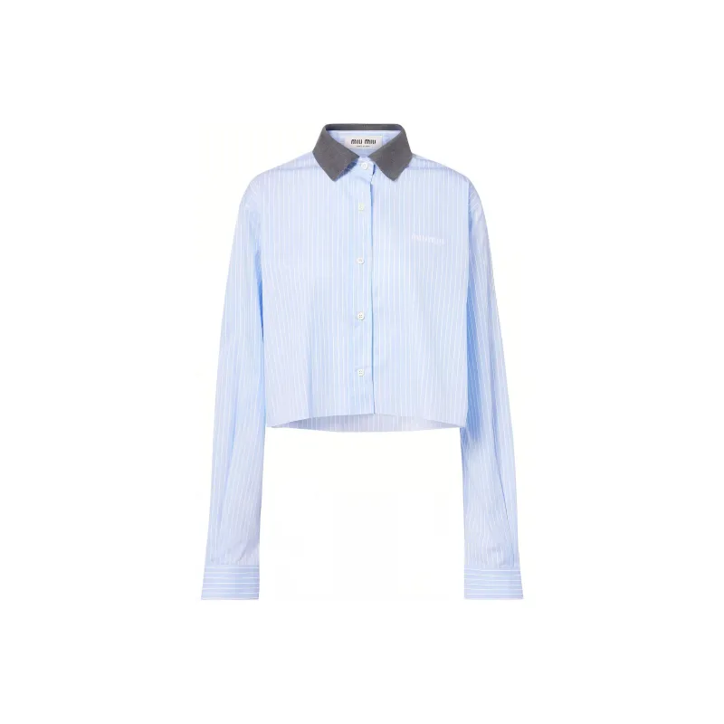 MIU MIU Logo Embroidered Striped Shirt-0
