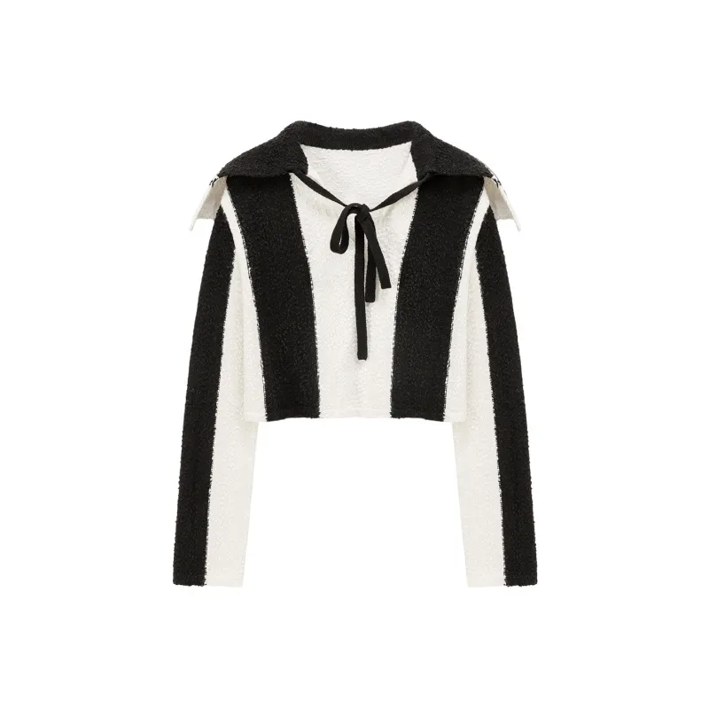 CHUU Knitwear Women's Black White Stripes-0