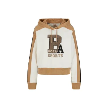 HUGO BOSS Alica Schmidt Relaxed-Fit Hoodie With Logo Detail Sweatshirt Women's Light Brown