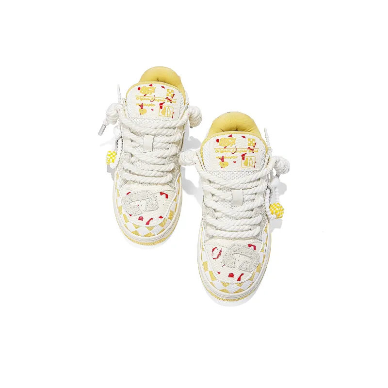 LUCX Cushioned Slip Resistant Abrasion Resistant Low Top Chunky Sneakers Unisex-39
