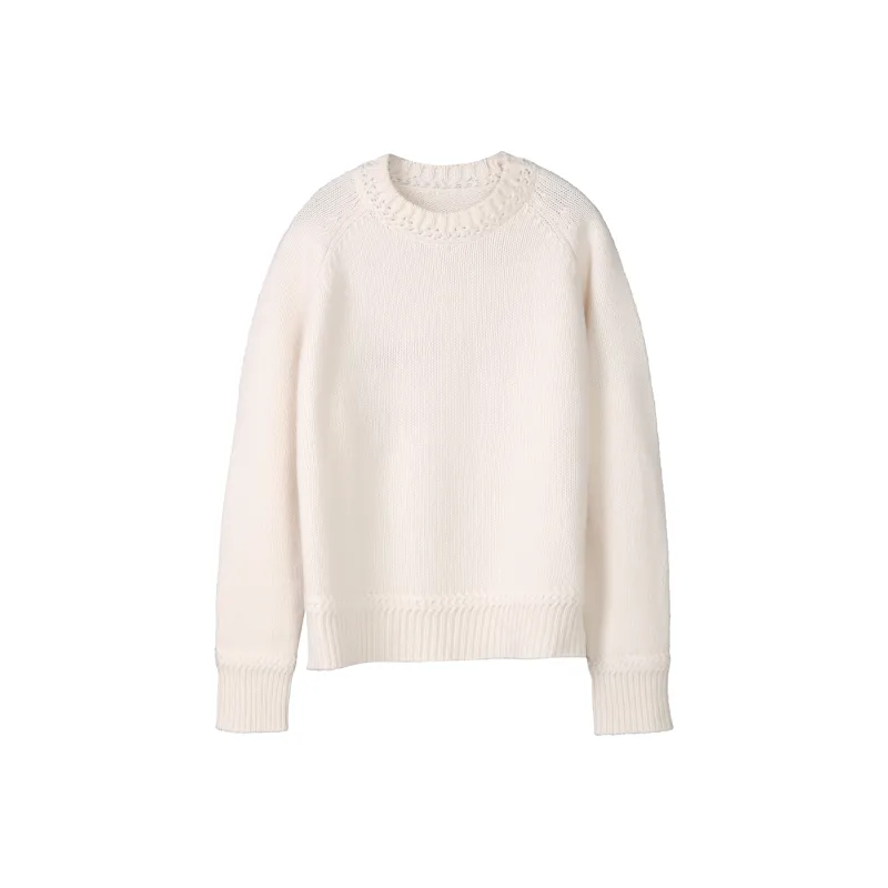 Fstudio Fall And Winter Solid Color Crew Neck 100 Wool Sweaters Crew Neck Effortless Style Sweater Women's Yellow-6