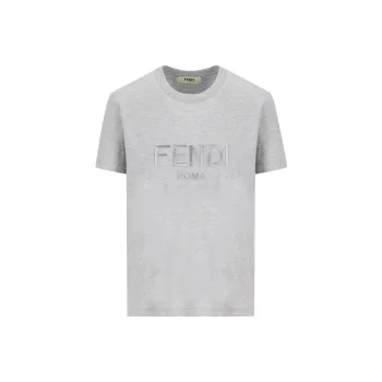 FENDI Logo Embroidered Crewneck T Shirt