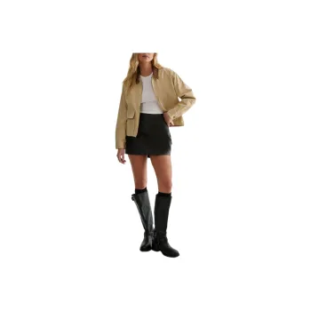 NASTY GAL Cropped Utility Jacket Jackets Coats Women's Light Beige
