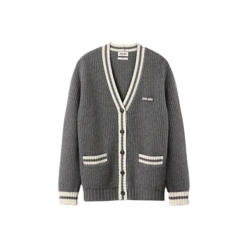 MIU MIU Silk Cashmere Cardigan Slate Grey