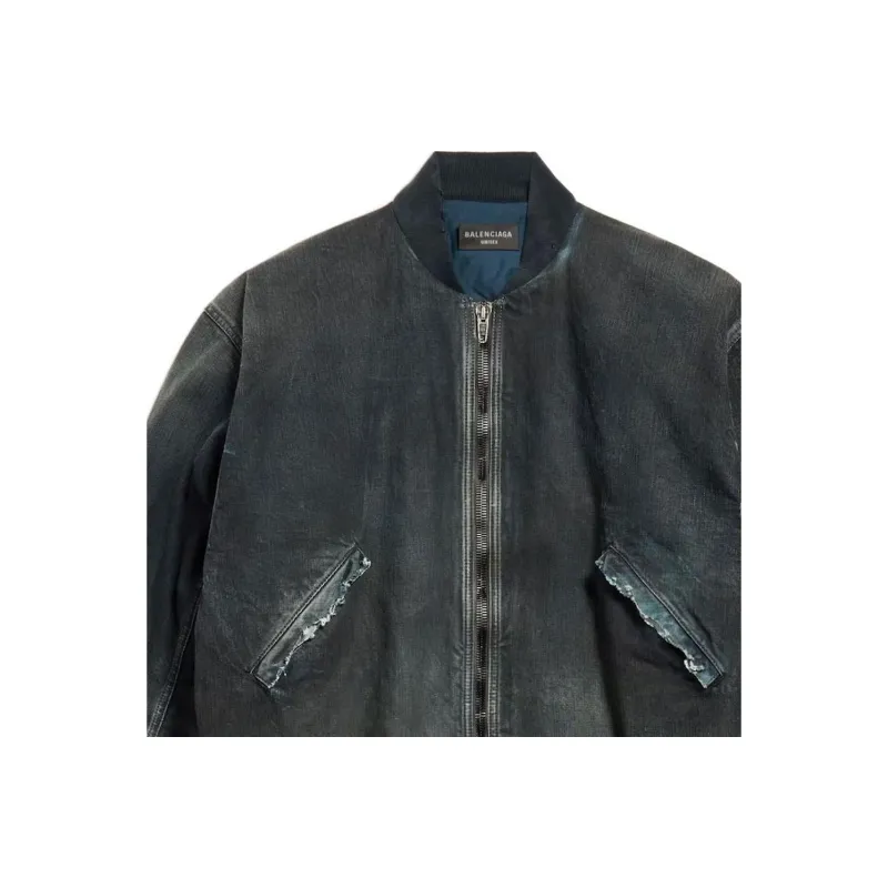 Balenciaga Jackets Coats Loose Fit Style Women's Dark Blue-6