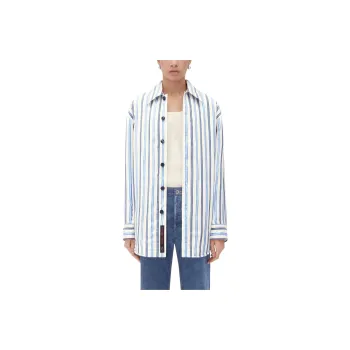 Bottega Veneta Silk Padded Jacket Shirt Women's Blue