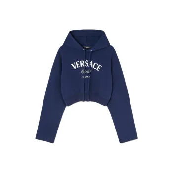 VERSACE Long-Sleeved Drawstring Cropped Hoodie