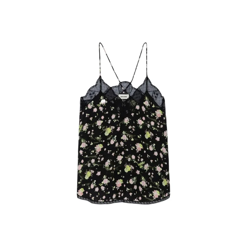 Zadig & Voltaire Lace Detailed Floral Printed Top-0